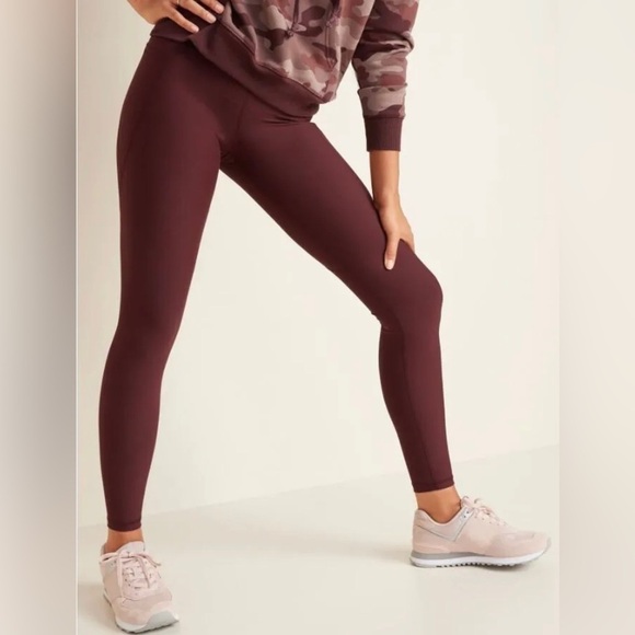OLD Navy High-Waisted PowerSoft 7/8 Side-Pocket Leggings XXL TALL Raisin Arizona - Picture 2 of 2